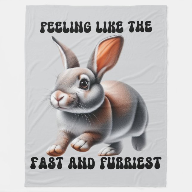 Humorous Bunny Rabbit Fleece Blanket (Front)