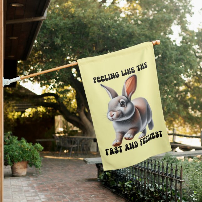 Humorous Bunny Rabbit  House Flag (In SItu)