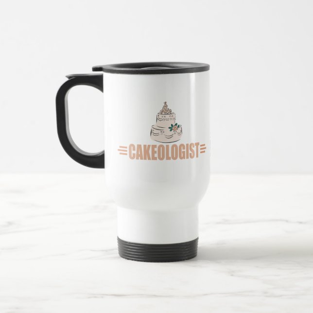 Humorous Cake Decorating Travel Mug (Left)