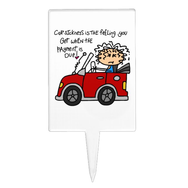 Humorous Car Sickness Cake Topper (Front)
