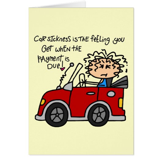 Humorous Car Sickness Cards (Front)