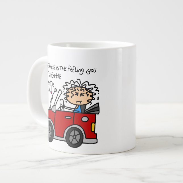 Humorous Car Sickness Giant Coffee Mug (Front Left)