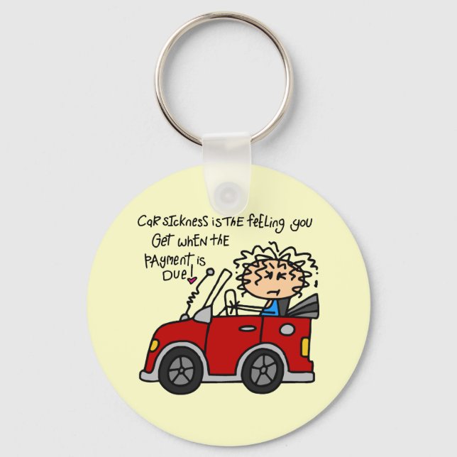 Humorous Car Sickness Keychain (Front)