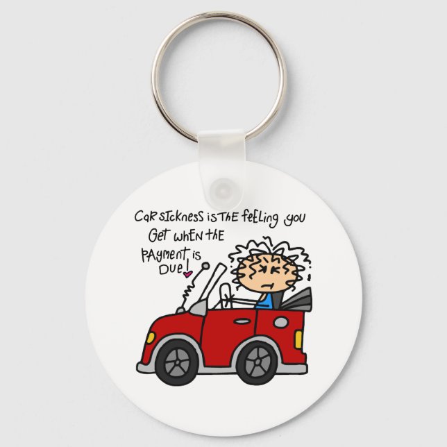 Humorous Car Sickness Keychain (Front)