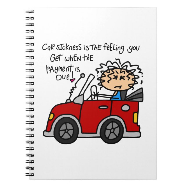 Humorous Car Sickness Notebook (Front)
