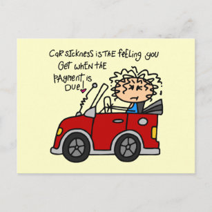 Humorous Car Sickness Postcard