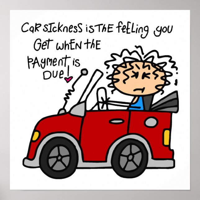 Humorous Car Sickness Poster (Front)