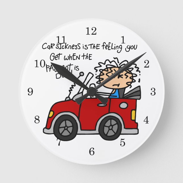 Humorous Car Sickness Round Clock (Front)
