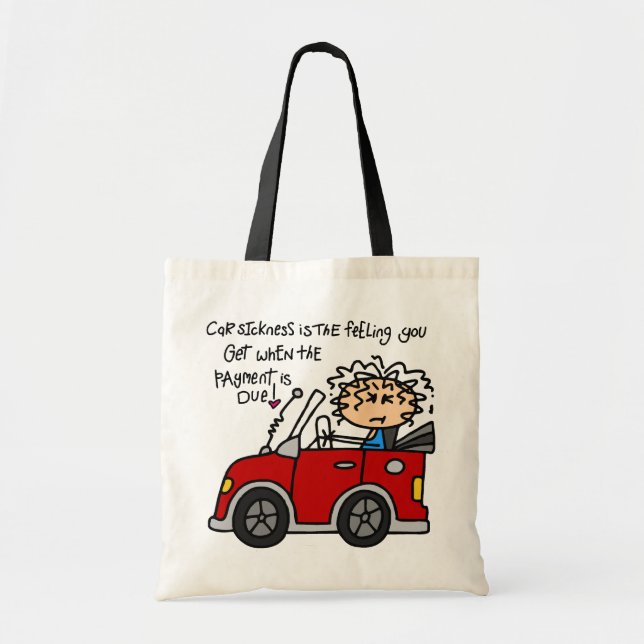 Humorous Car Sickness Tote Bag (Front)