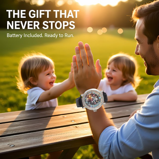 Humorous Cartoon Adorable Cow Funny Textual Art Watch (Creator Uploaded)