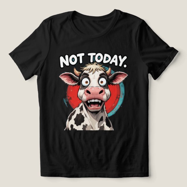 Humorous Cartoon Cow With Comical Expression Tri-Blend Shirt (Design Front)