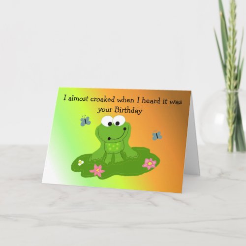 Humorous Cartoon Frog Birthday Card