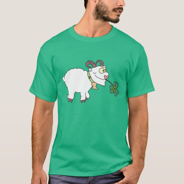 Humorous Cartoon Goat St.Patricks Day T-Shirts (Front)