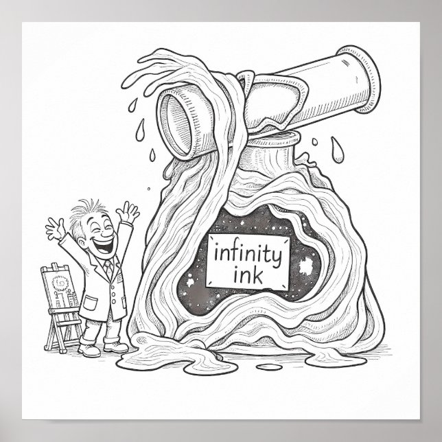 Humorous Cartoon Infinity Ink Decoupage Line Art Poster (Front)