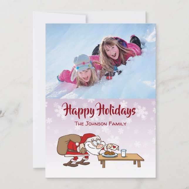Humorous Cartoon Santa Claus Photo Holiday Card (Front)