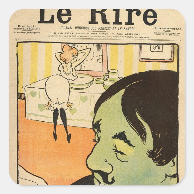 Humorous cartoon square sticker (Front)