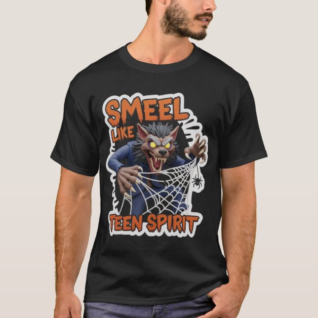 Humorous cartoon werewolf with SMELL LIKE TEEN SPI T-Shirt (Front)