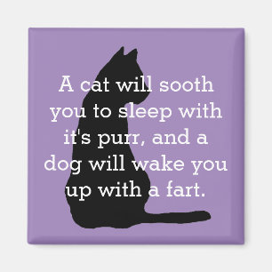 Humorous Cat and Dog Comparison Magnet