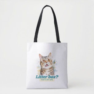 Humorous Cat “Litter Box? That’s My Spa” Tote Bag