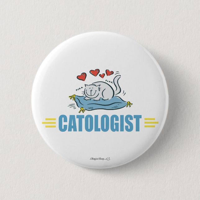 Humorous Cat Lover Pinback Button (Front)