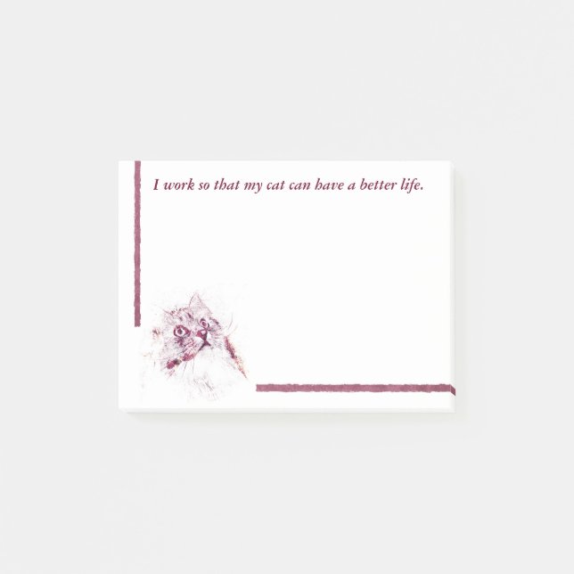 Humorous Cat Lover's Post-it Notes (Front)
