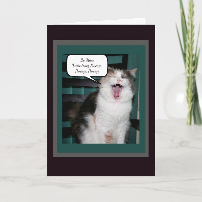 Humorous Cat Valentines Holiday Card (Front)