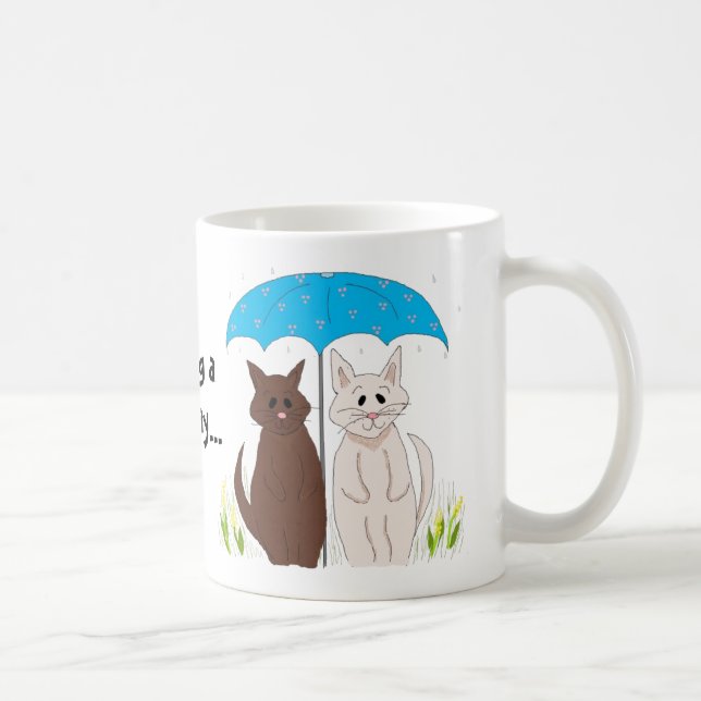 Humorous Cats On a Rainy Day Coffee Mug (Right)