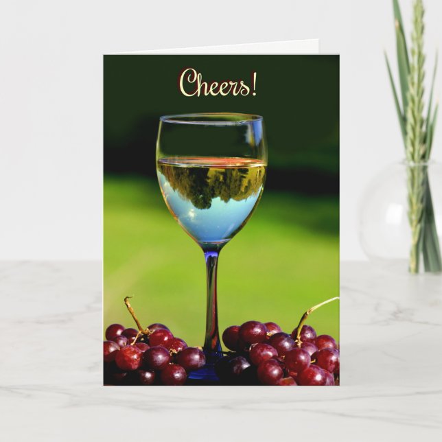 Humorous Cheers Wine Happy Birthday Card (Front)