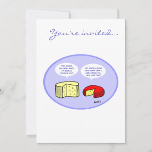 Humorous Cheese Cartoon Wine Tasting Party Invite