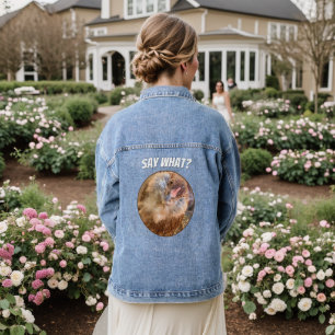 Humorous Chicken Head Placeholder Photo Denim Jacket