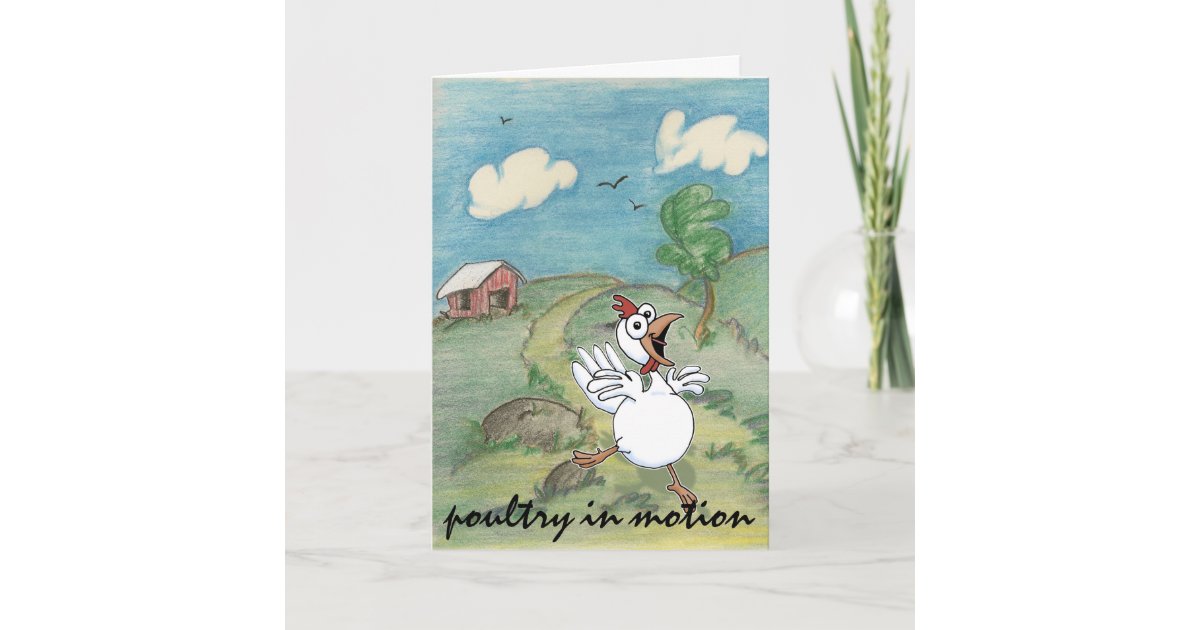 humorous chicken leaving coop card Zazzle