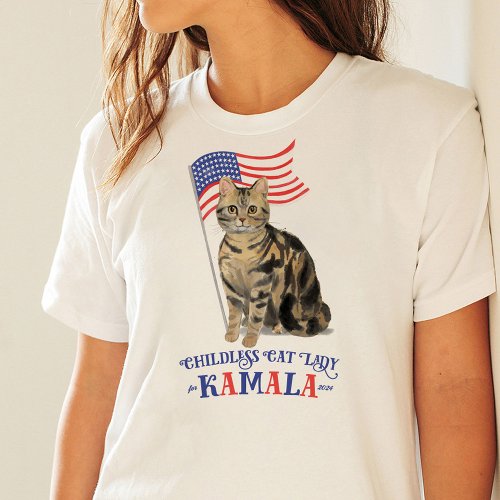 Humorous Childless Cat Lady for Kamala 2024 T_Shirt