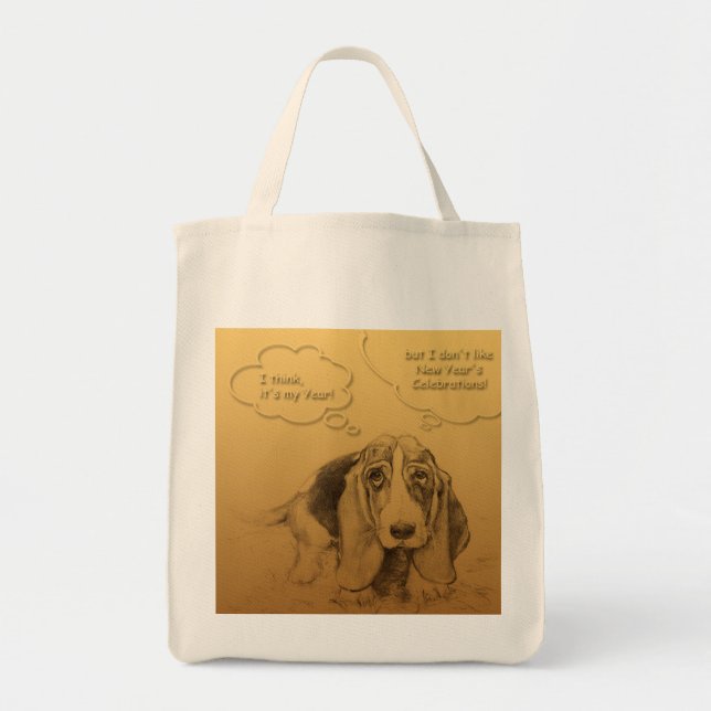 Humorous Chinese Dog Year Cotton Grocery Bag (Front)