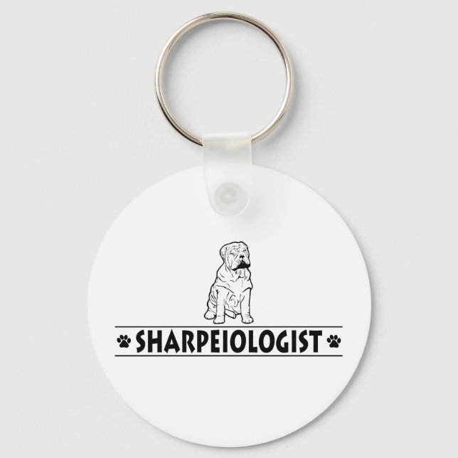 Humorous Chinese Shar-Pei Keychain (Front)