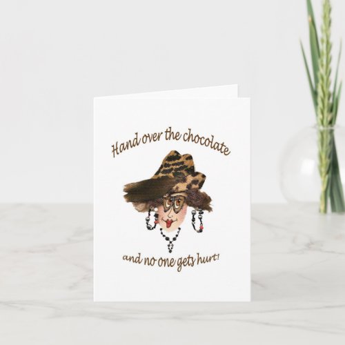 Humorous Chocolate Lady blank card