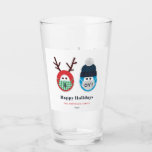Humorous Christmas and Hanukkah Mask Custom Glass<br><div class="desc">Make them smile with this cute and funny glass featuring Christmas and Hanukkah themed masked characters. Message,  name and year is customizable. Part of a collection from Parcel Studios.</div>