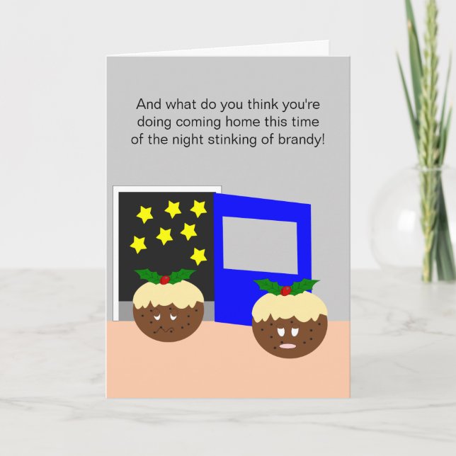 Humorous Christmas Card Christmas Pudding Design (Front)
