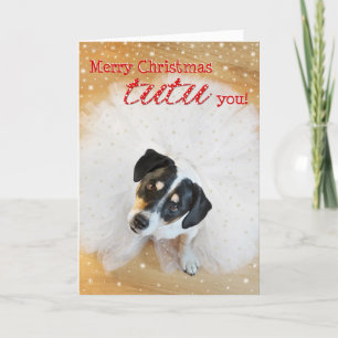 Humorous Christmas Card - Dog Wearing a Tutu