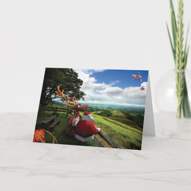 Humorous Christmas Card of Santa’s Pilgrimage (Front)