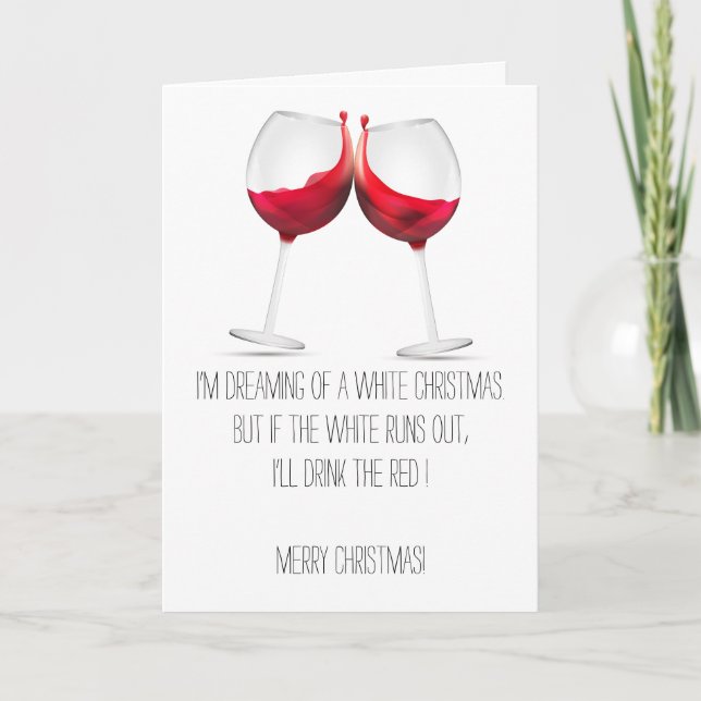Humorous Christmas Card Wine Design (Front)