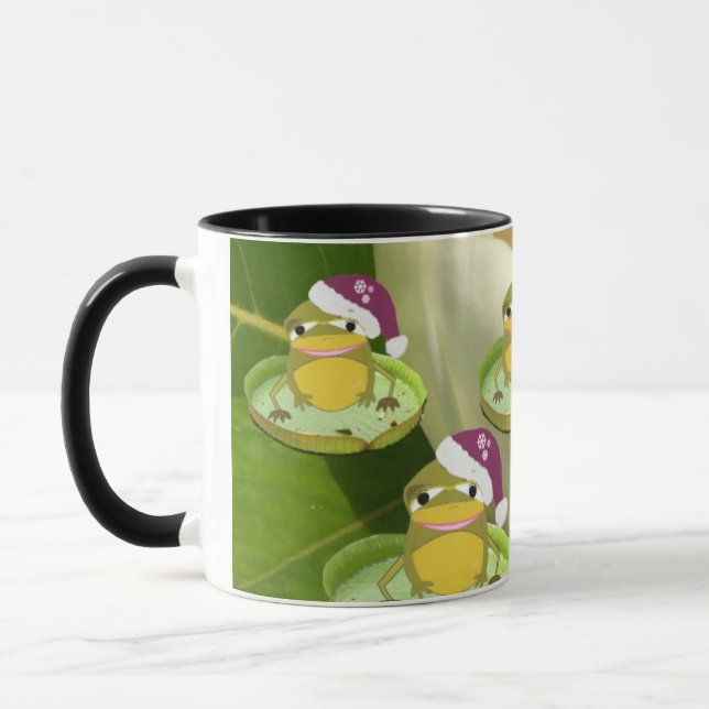 Humorous Christmas Frogs Mug (Left)