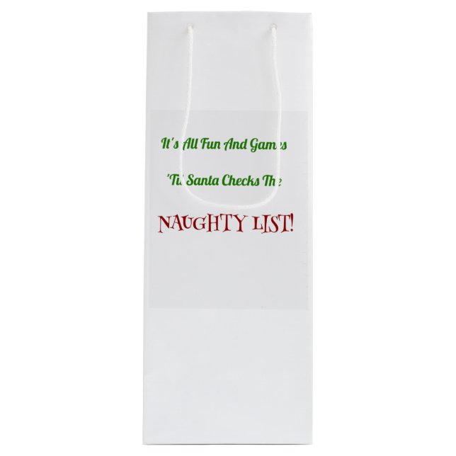Humorous Christmas Naughty List Decorative Wine Gift Bag (Front)