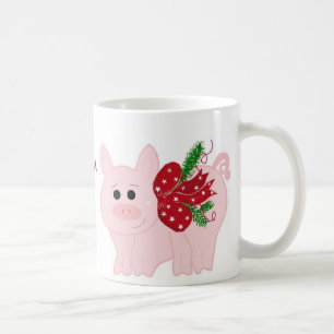 Humorous Christmas Pig with Saying Coffee Mug