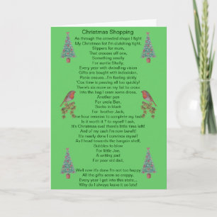 humorous christmas poem robin and xmas tree card