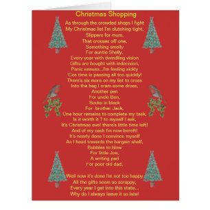 Humorous christmas poem robin and xmas tree cards