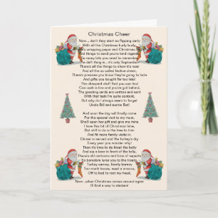 humorous christmas poem santa and xmas tree art holiday card