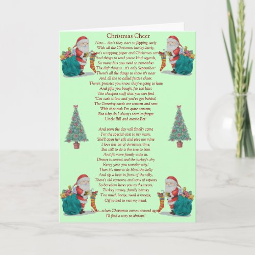 humorous christmas poem santa and xmas tree big holiday card