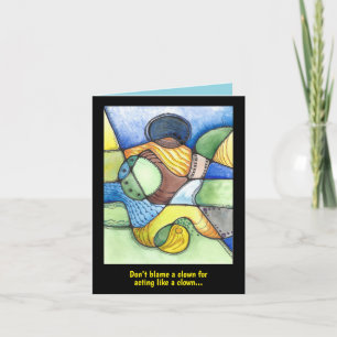 Humorous Circus Clown artwork Letterpress Thank You Card