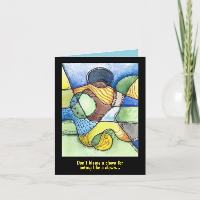 Humorous Circus Clown artwork Thank You Card (Front)