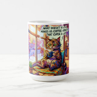 Humorous coffee mug with grumpy cat design